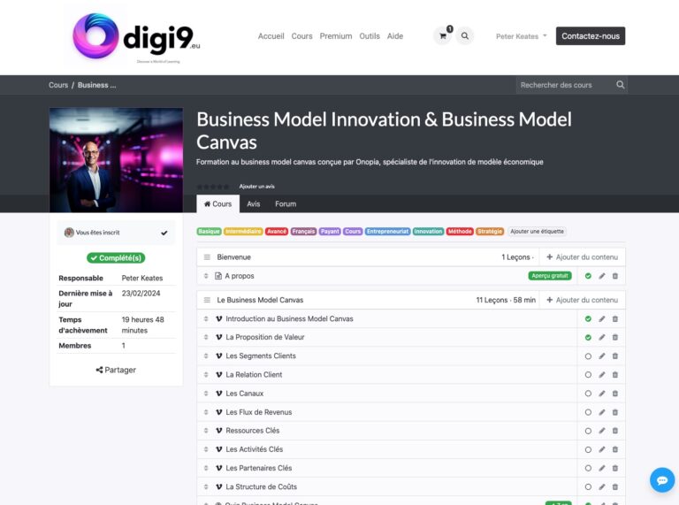 Digi9.eu - Formation en ligne au business model canvas